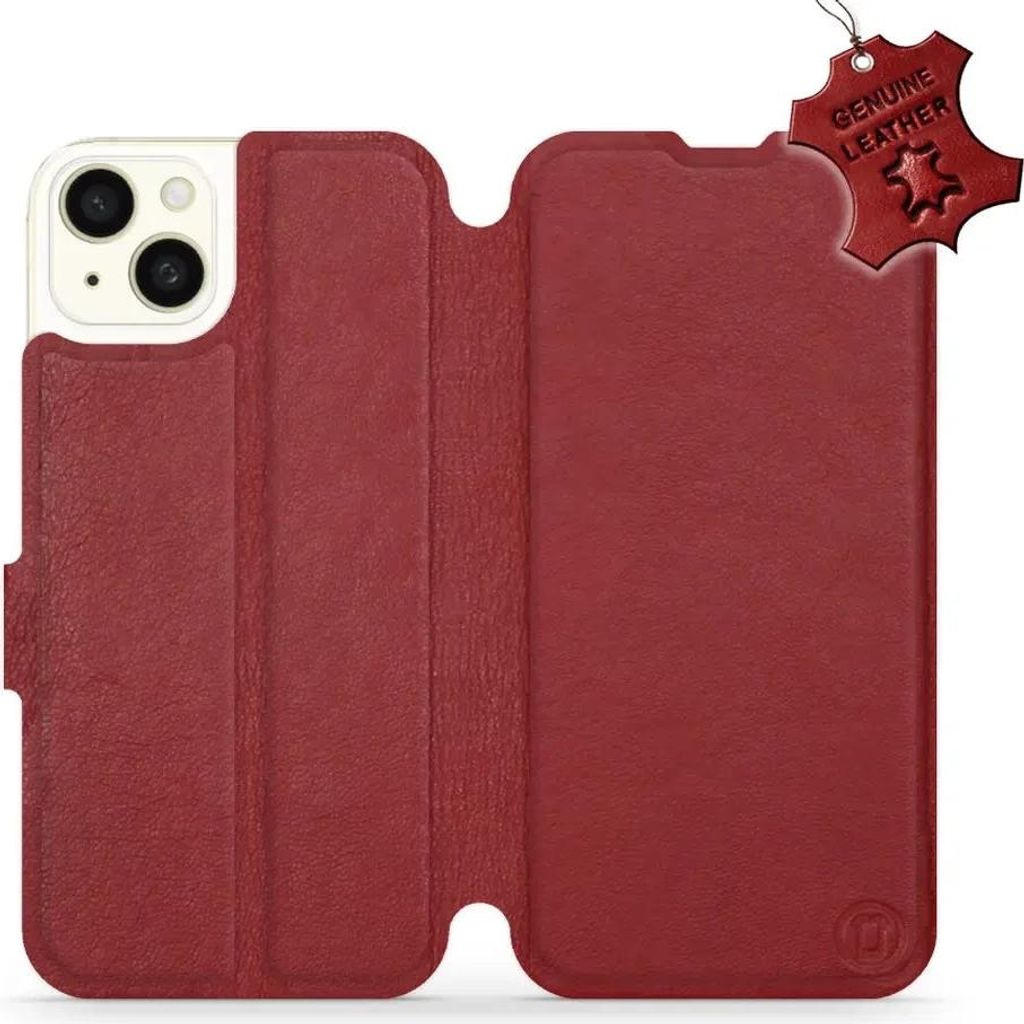 Echtleder Handyhülle für iPhone 15 Plus, Mobiwear Leather, Dunkelrot