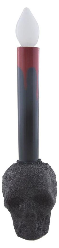 Schwarze Totenschädel Kerze mit Beleuchtung 24cm Produktbild 