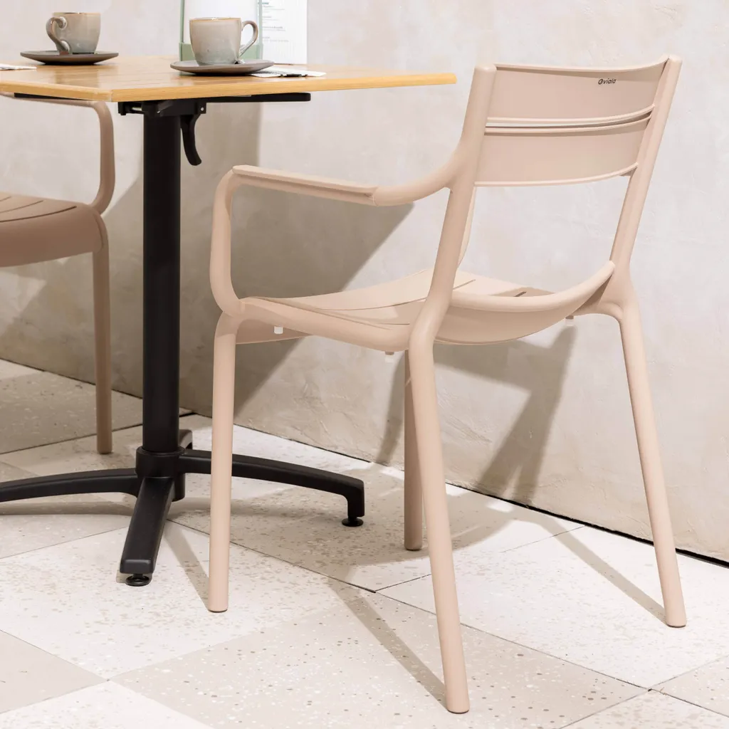 Sedia con Braccioli Paname Oviala | Plastica Beige Resistente - 2