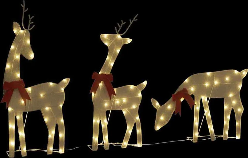 Kit 3 Rennes de Noël 90 LED Blanc Chaud avec Structure Résistante - 9