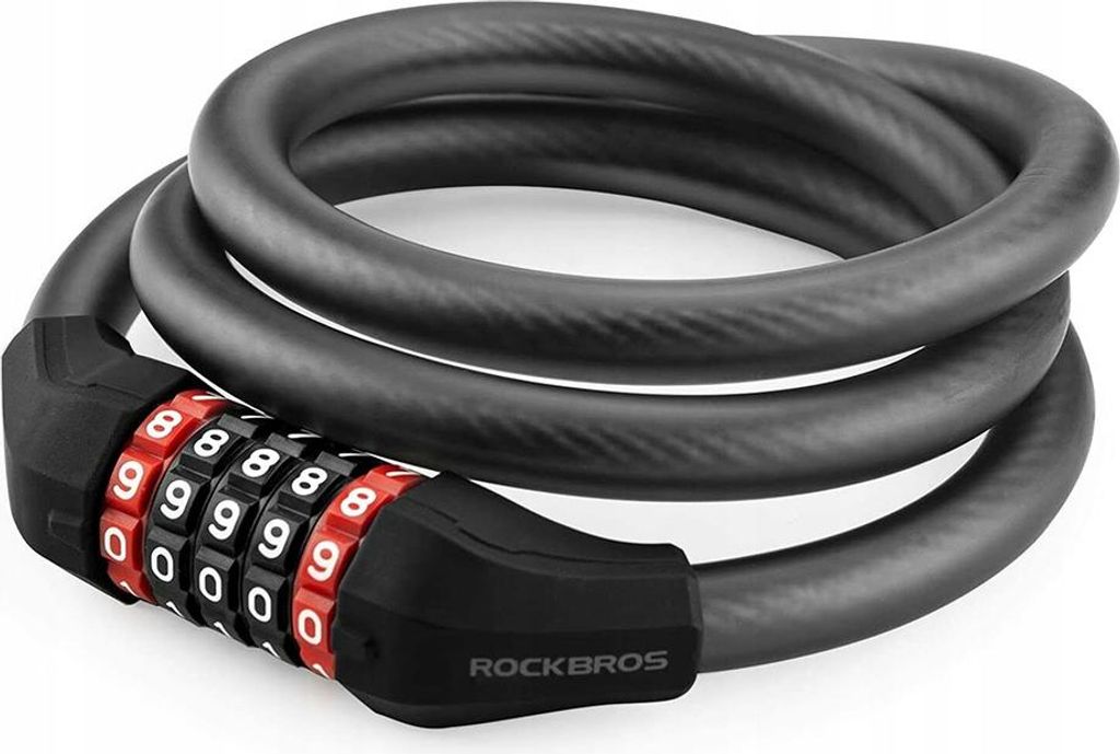 Fahrradschloss mit 5-stelligem Zahlenschloss und 1,8m Seil - schwarz