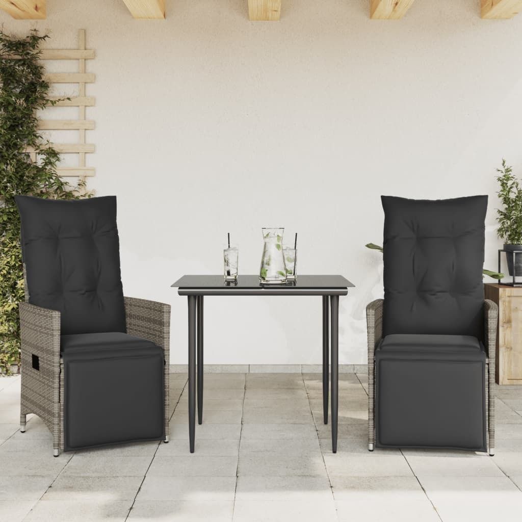 "im Sonderangebot"Stuhl Terrasse - Gartensessel mit Kissen 2er set - Balkonmöbel - Campingstuhl elegantes Design - Verstellbar Grau Poly Rattan - ...