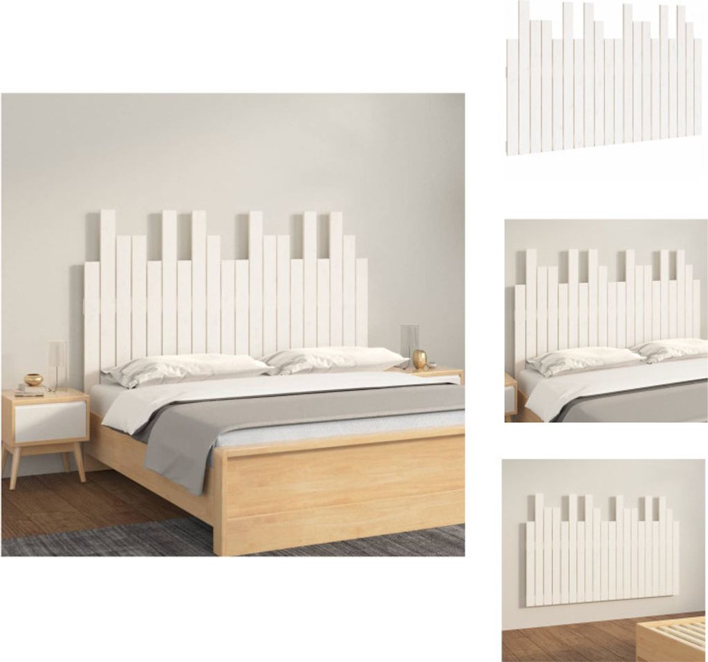 vidaXL Wand-Kopfteil Weiß 127,5x3x80 cm Massivholz Kiefer - Kopf- & Fußenden