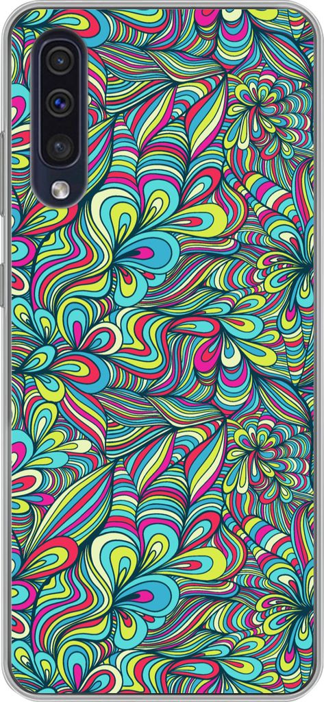 MuchoWow Handyhülle Schutzhülle Hülle für Telefoonhoesje Samsung Galaxy A30s Fantasie - Design - Farben - Retro Silikon Softcase Handy Hülle...
