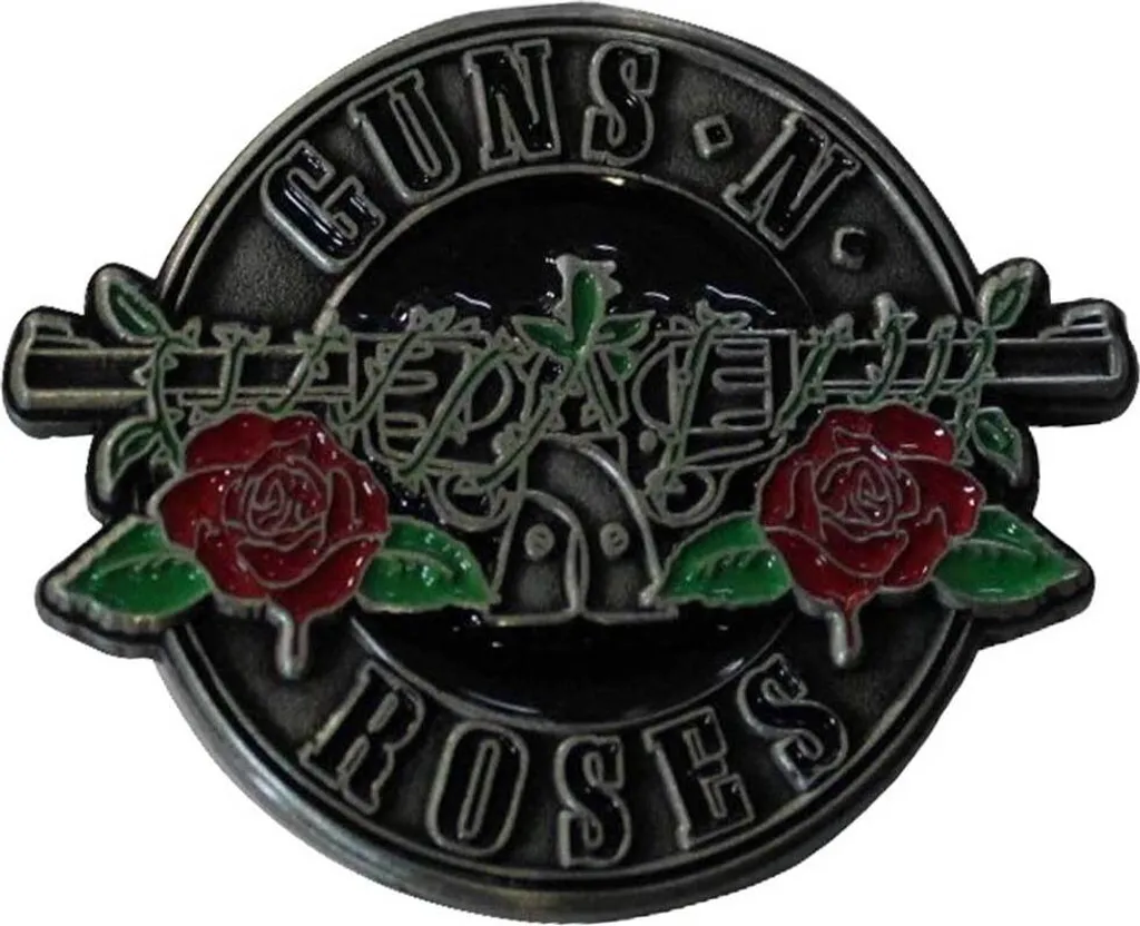Guns N Roses Spilla Metallo Logo Cerchio Argento RO11762 - Merch Ufficiale