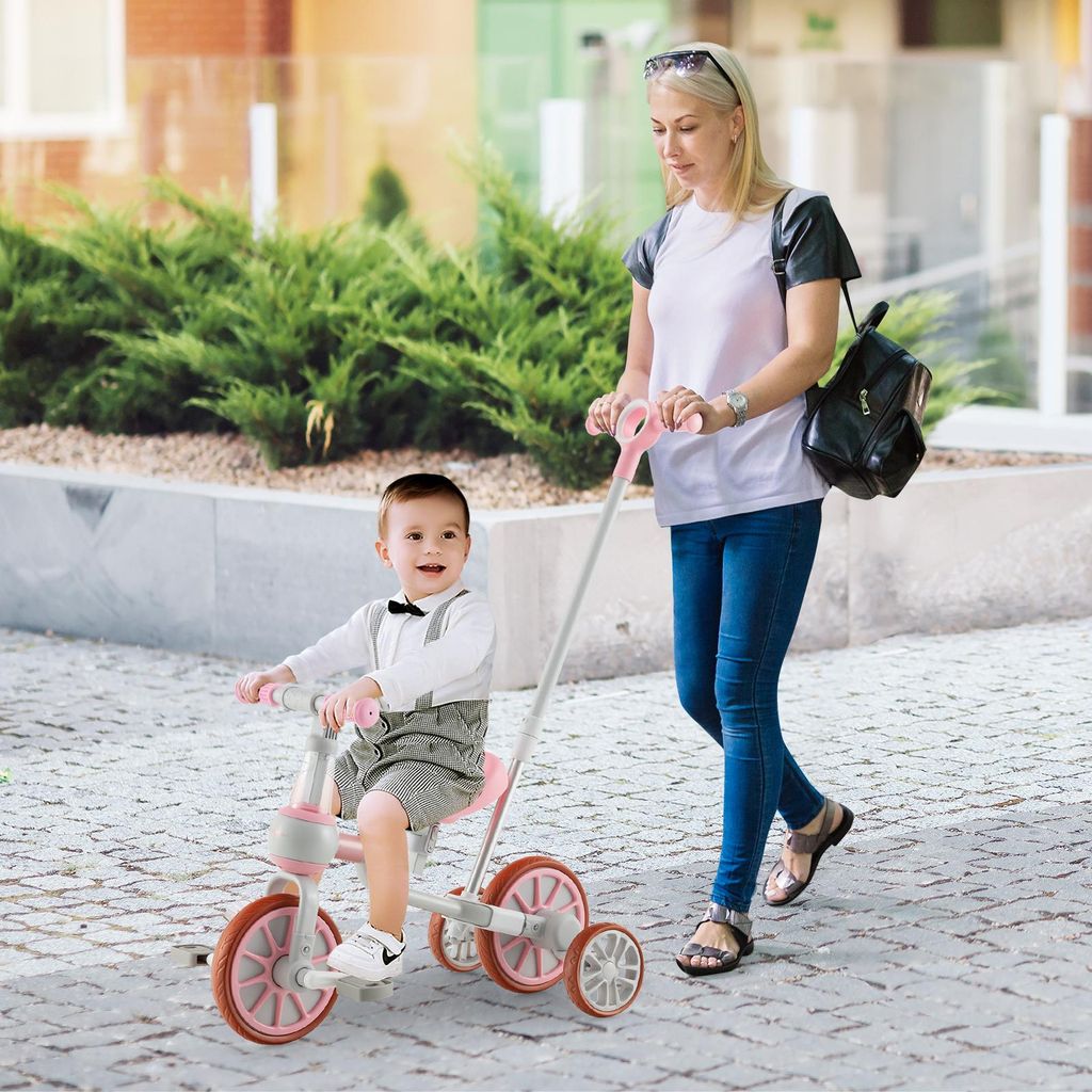 Draisienne 3 Roues COSTWAY Pour Enfant 1-3 Ans – Sans Pédales, Bleu/gris/rose, Max 20 Kg