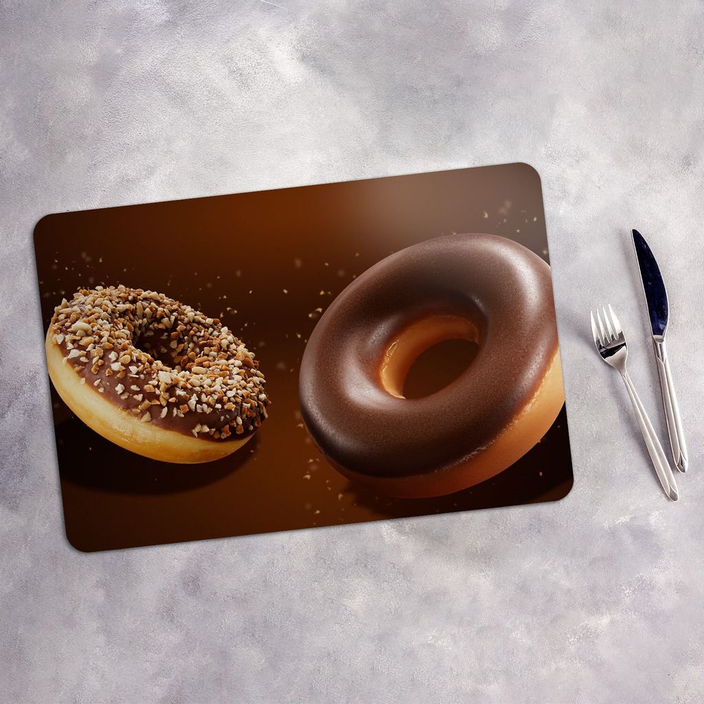 Tischset 4x45x30 cm + 10fi cm Platzset Tischmatte Platzmatte Untersetzer - Schokolade Nüsse glaze