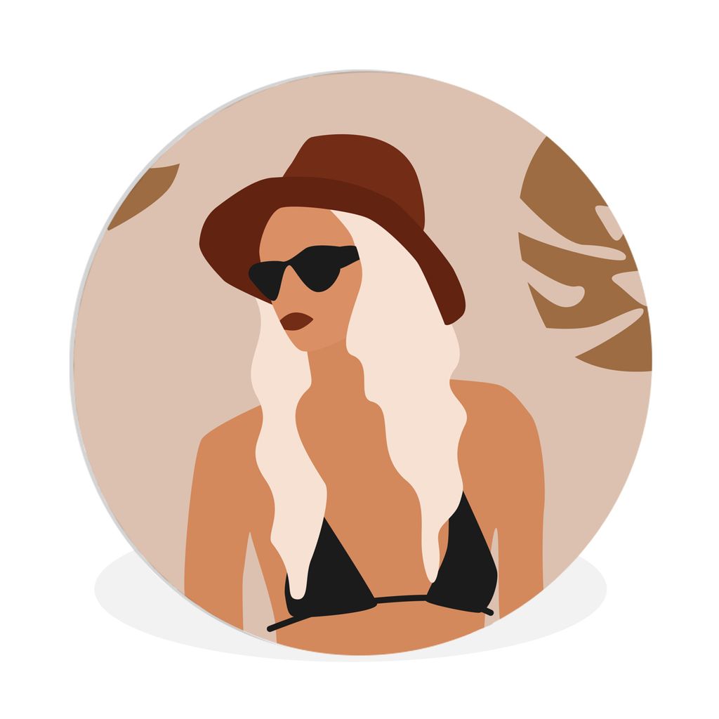MuchoWow Rundes Wandbild - Runde Bilder Sommer - Frau - Bikini Ø 90 cm Kreis Wanddekoration Kunststoff - Wandkreis - Wandschmuck - Wand-Kreis - ...