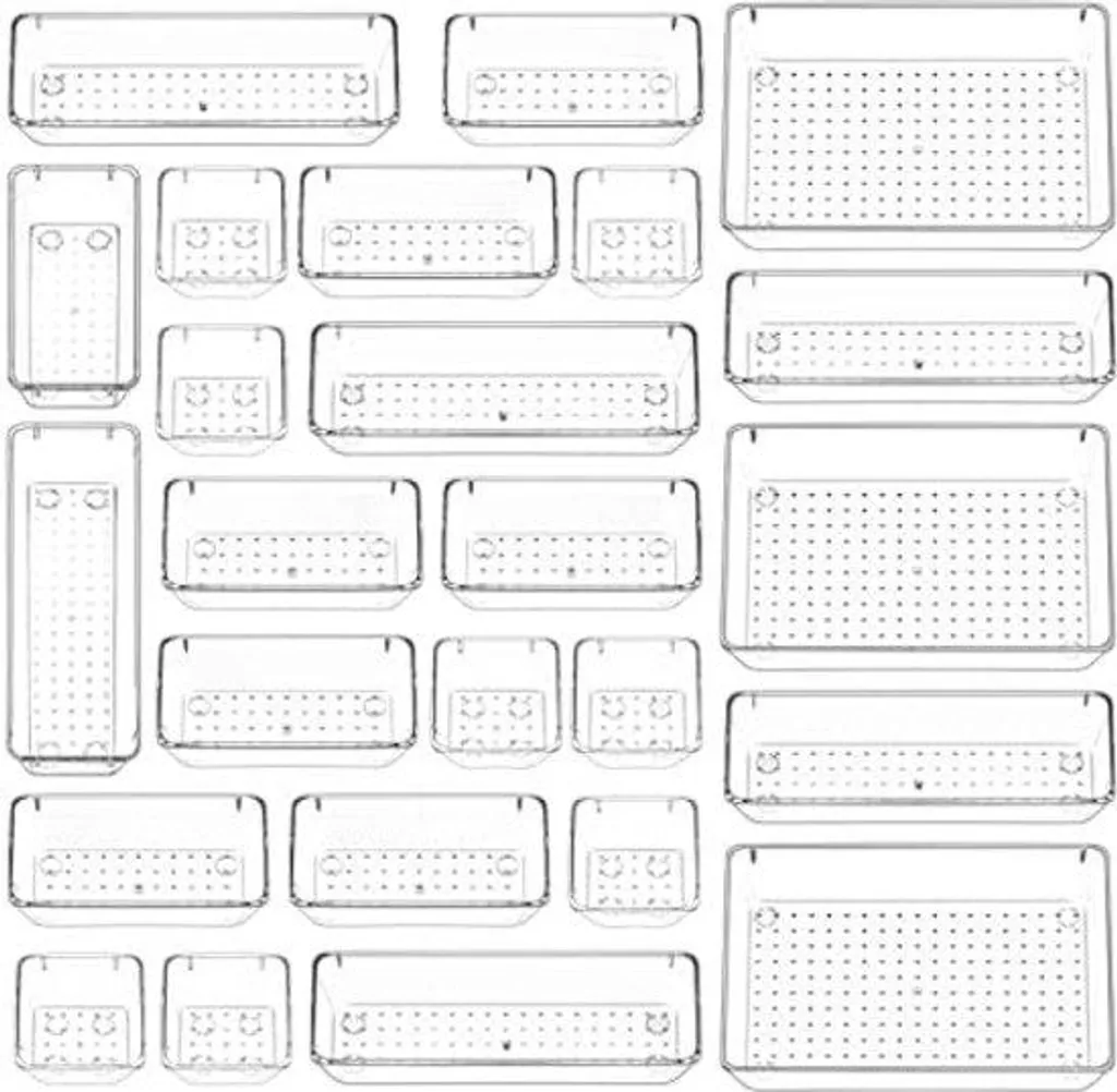 Bacs transparents en plastique résistant pour rangement par lot de 4
