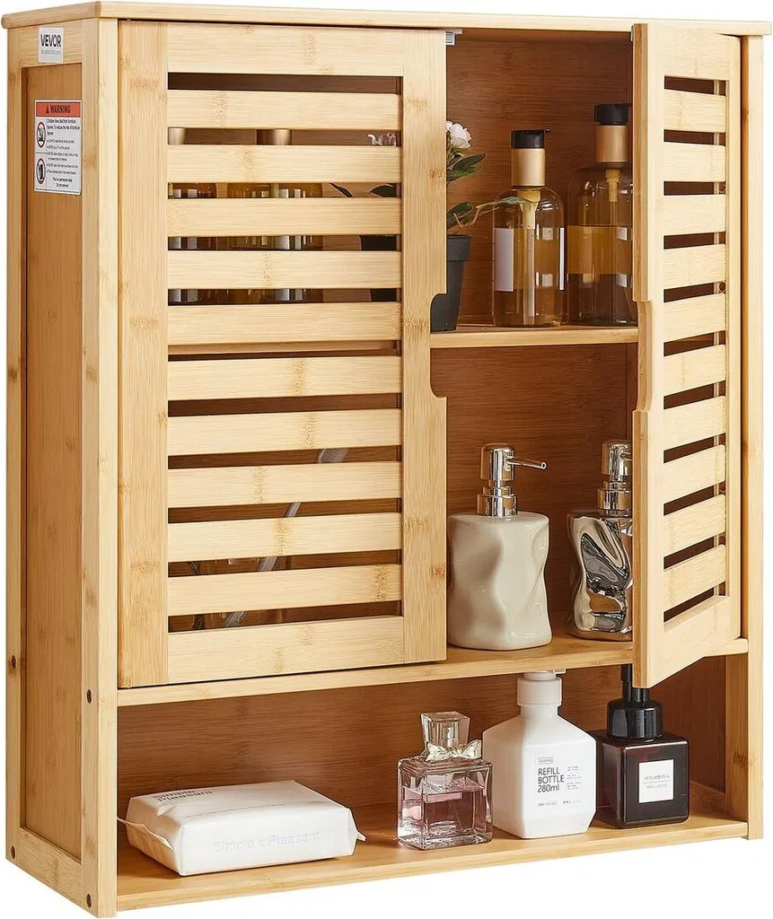Mobiletto Sospeso Bagno e Cucina: 2 Ante con Ripiano Regolabile