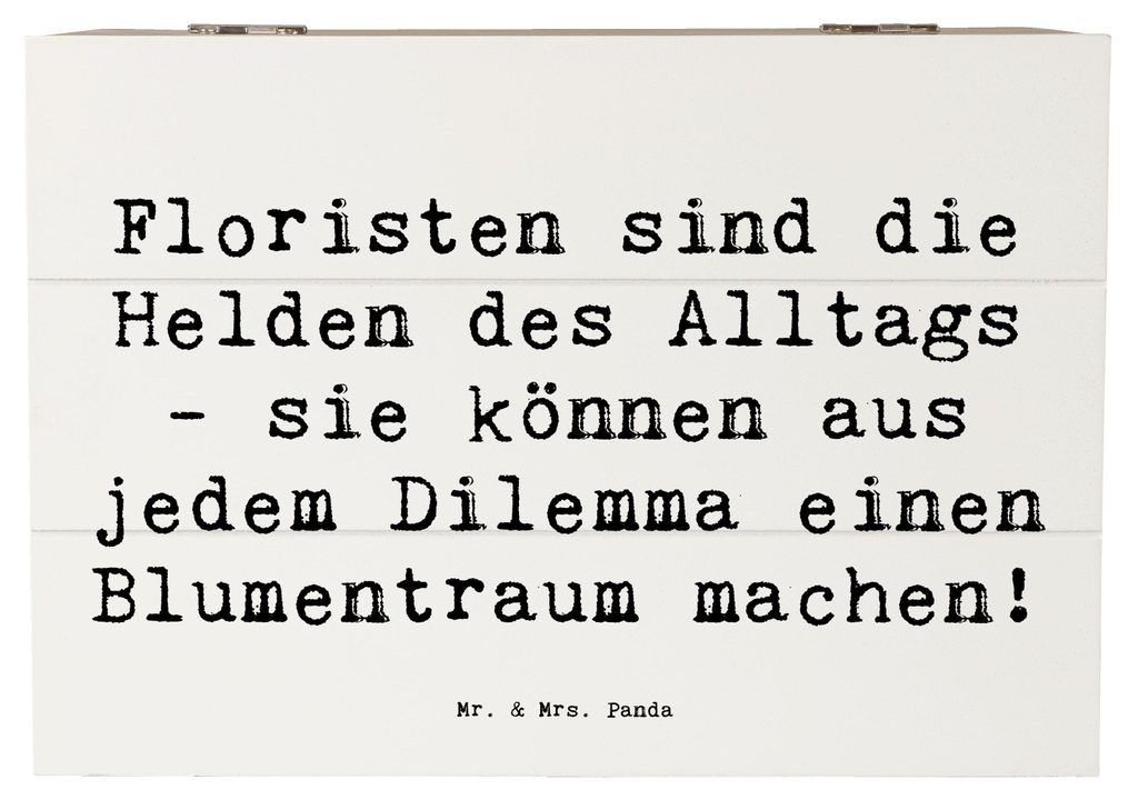 Mr. & Mrs. Panda Box Spruch Floristin Heldin 22 x 15 cm - Weiß - Geschenk, handgefertigte Geschenke, Schatzkiste, Sorgfalt, fotobox, Berufsgestalt...