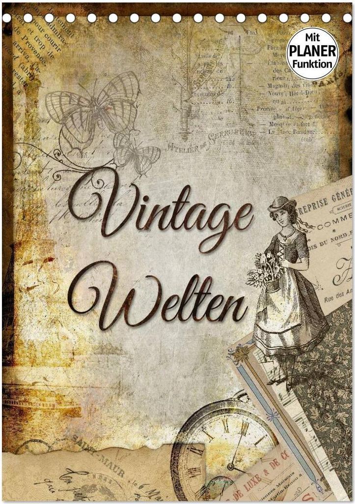 Vintage Welten (Tischkalender 2026 DIN A5 hoch), CALVENDO Monatskalender