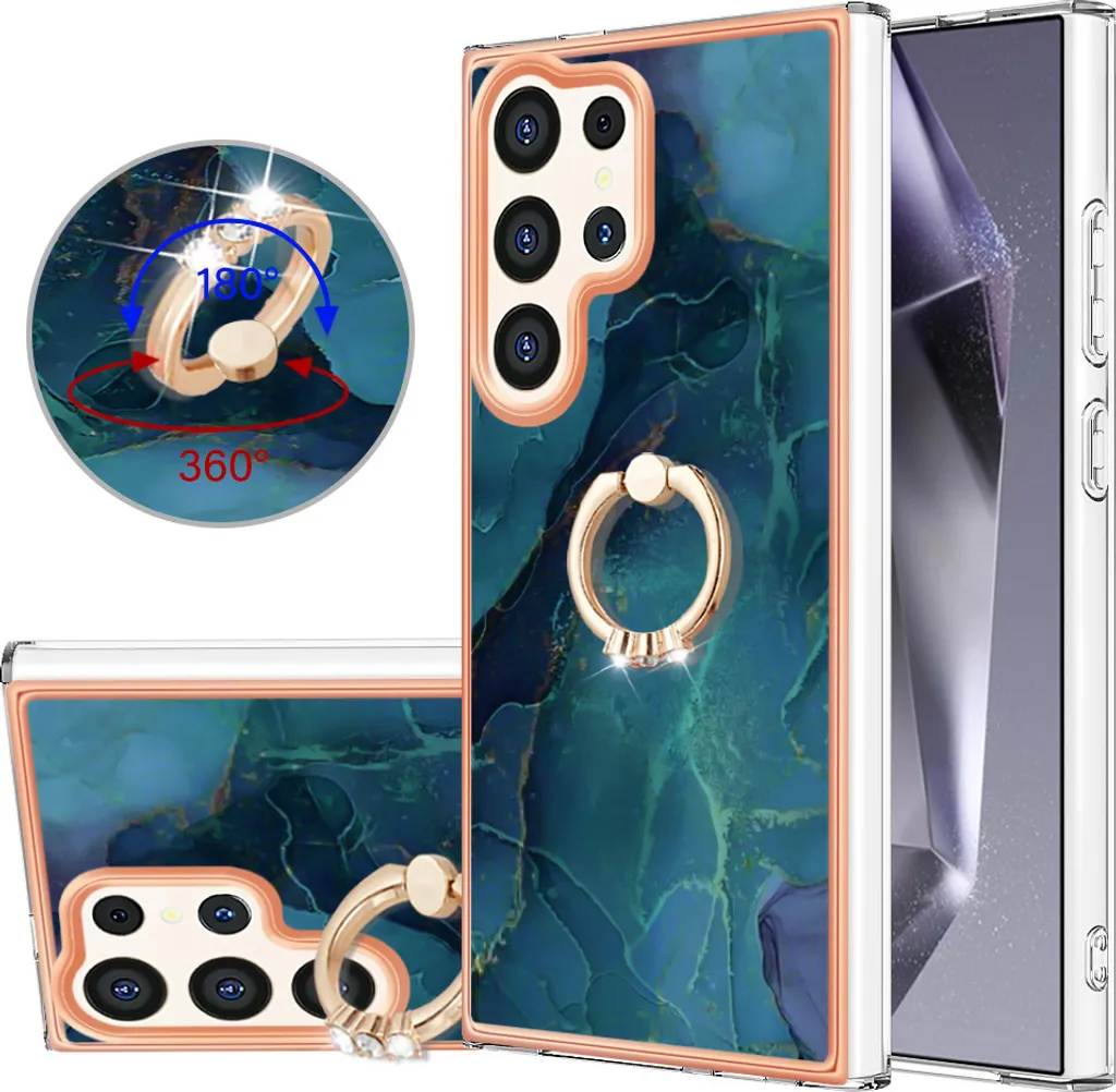 Cover Protettiva Samsung S25 Ultra TPU Verde con Ring Holder 360°