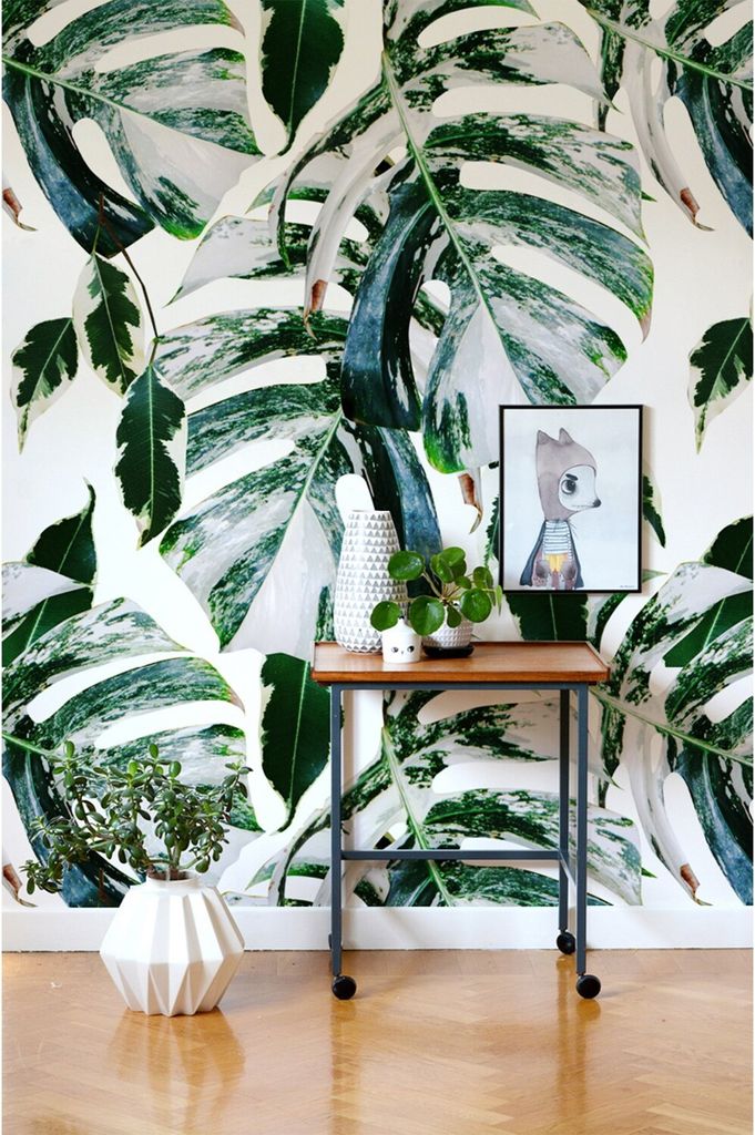 Coloray Fototapete 416x254 cm Latextapete Magicstick - Minty Palmblätter