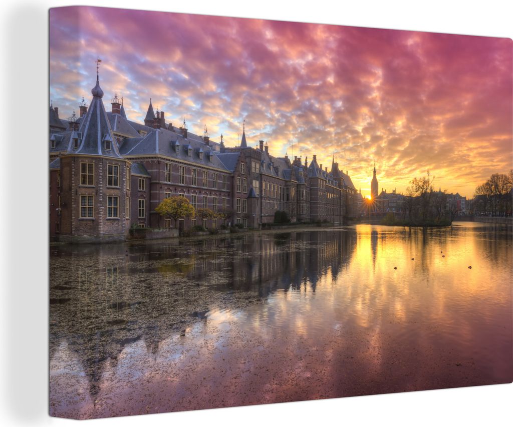 OneMillionCanvasses - Leinwandbilder - 140x90 cm, Den Haag - Torentje - Licht, Wandbilder Kunstdruck Wanddekoration - Foto auf Leinwand - Gemäld...