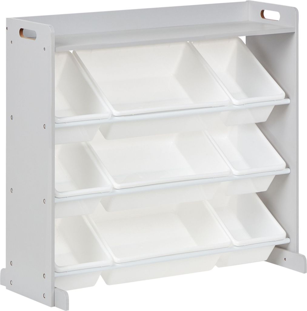 BELIANI Regál s 9 úložnými boxy šedý bílý MDF plastové boxy Obrázek produktu 