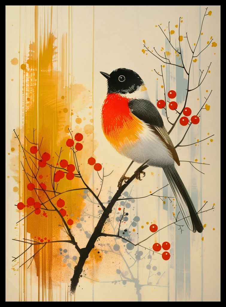 Plakat 40x55cm Herbst-Rotkehlchen