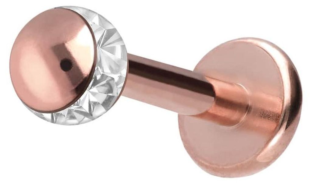 Ohrpiercing, Nasenpiercing Chirurgenstahl Labret EPOXY-RING-KUGEL RoséGold Stablänge: 7mm + Stabstärke: 1,2mm + Kugelgröße: 3mm