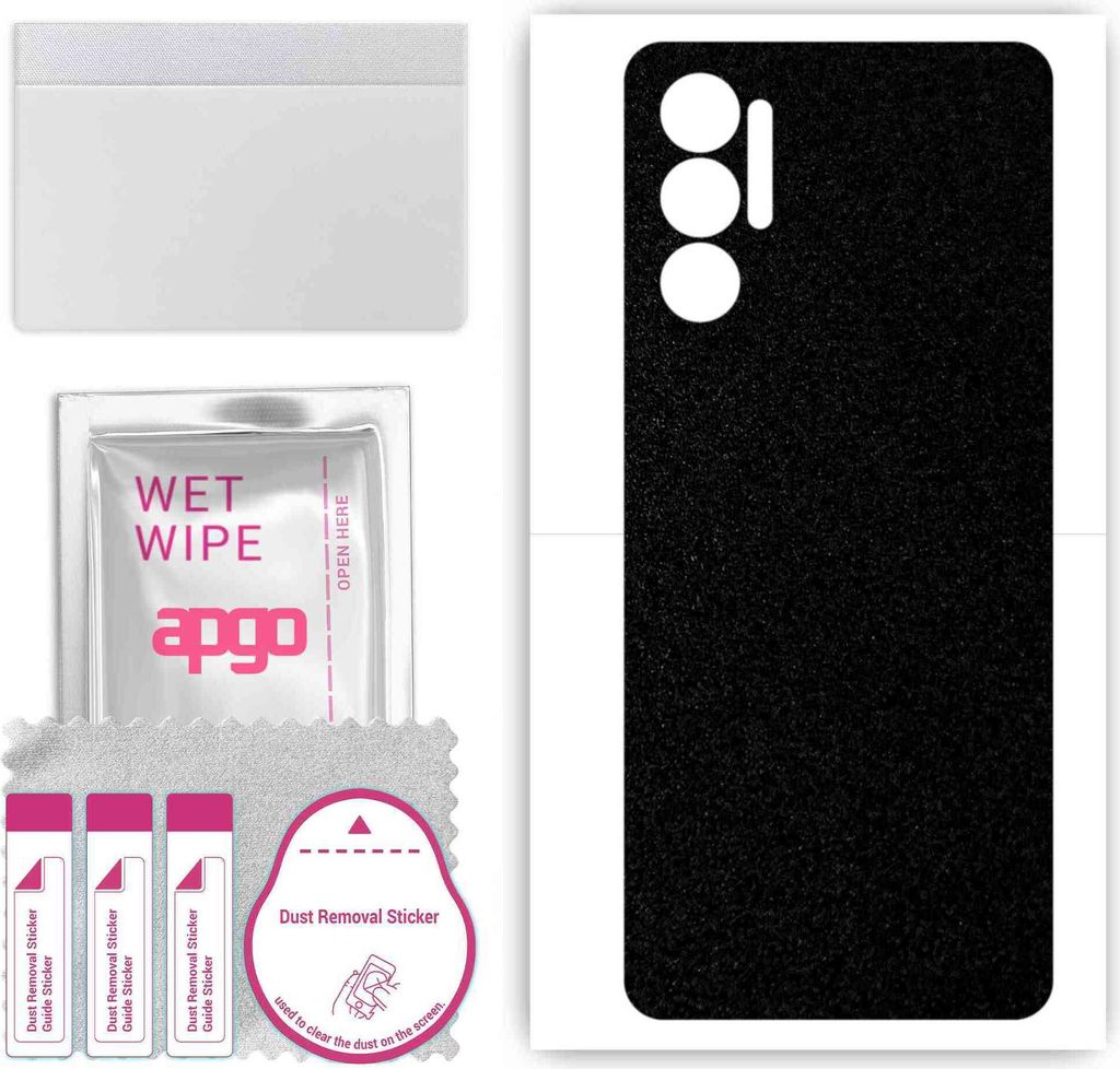 apgo Rückseite Schutzfolie, Skin, kompatibel mit Tecno Pova 4T, Hinten Displayschutzfolie aus Vinylfolie, kratzfest, einfache Montage - Mattschwarz