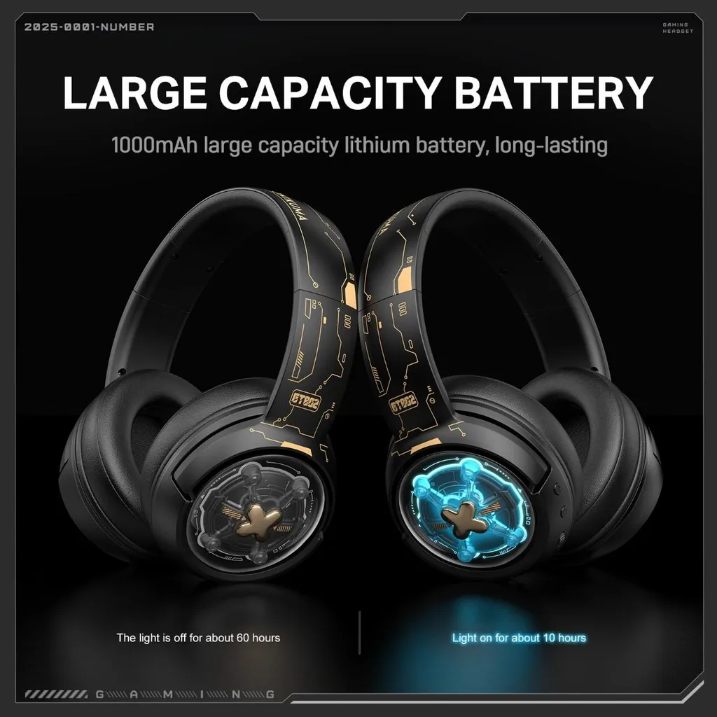 Casque Audio Gamer avec Micro 17cm - Écouteurs Tri-Mode GT802 ABS Noir - 5