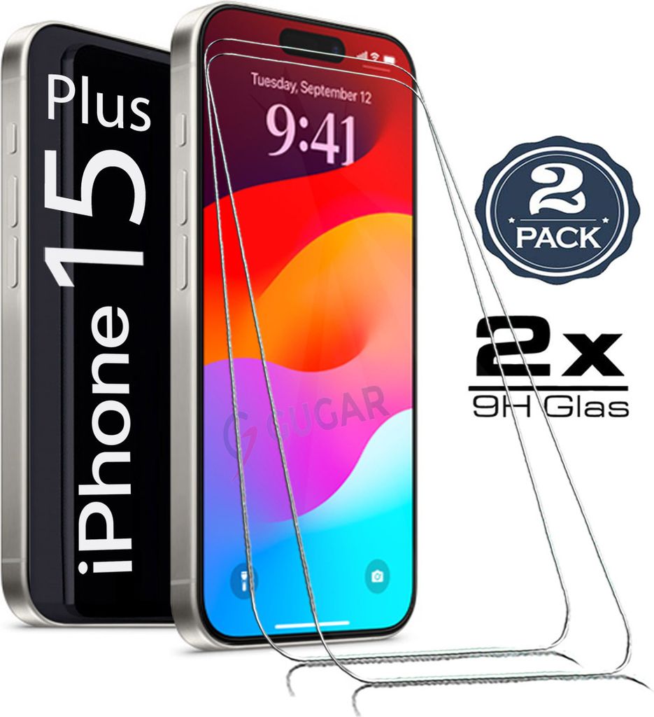 2X Für iPhone 15 Plus ( 6.7" ) - Panzerglas Glasfolie Produktbild 