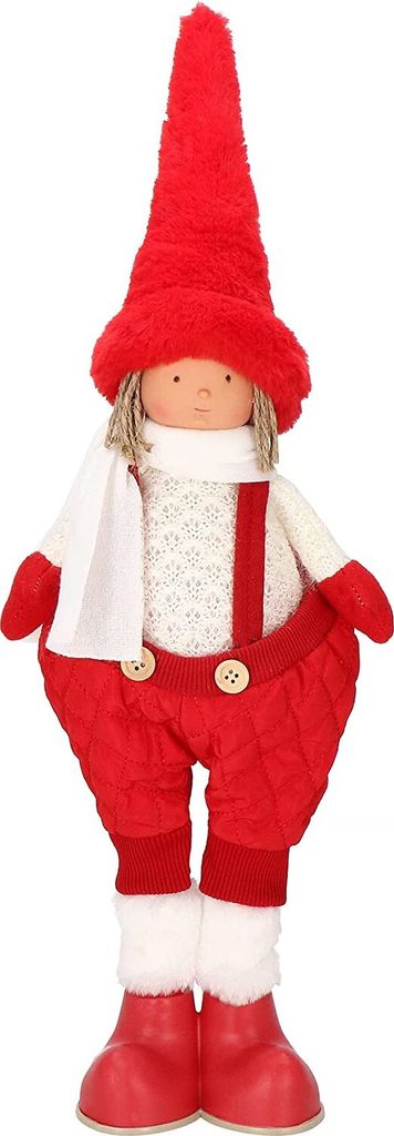 SPRINGOS Puppe Zwerg Weihnachtswichtel Hose mit Hosenträgern EIN Mädchen stehende Dekofigur 17x52 cm Weihnachtszwerg