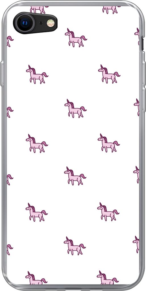 MuchoWow Handyhülle Schutzhülle Hülle für Telefoonhoesje iPhone 7 Mädchen - Einhorn - Rosa - Muster - Mädchen - Kind - Kinder Silikon Softc...