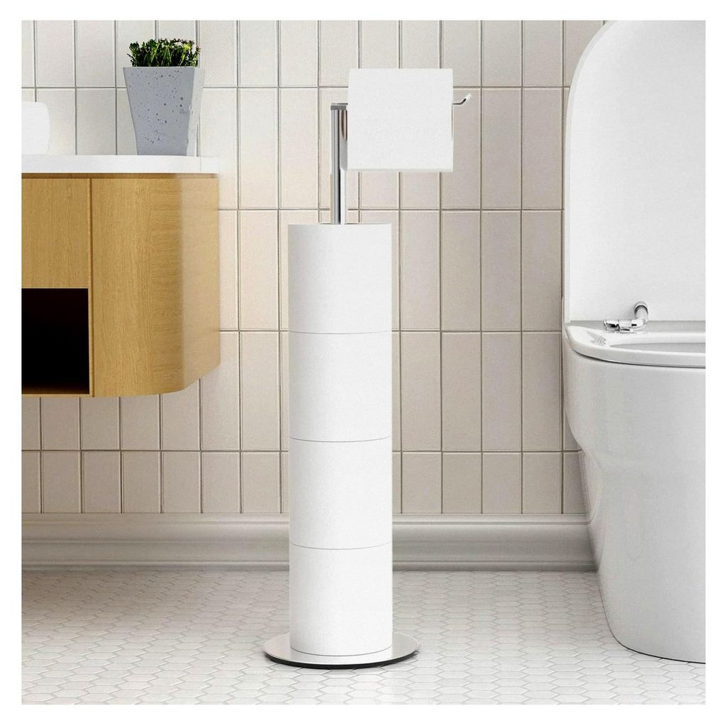 Stehender Toilettenpapierhalter für die Aufbewahrung von Klopapier, Edelstahl Klopapierhalter ohne Bohren für die Toilette, wasserdichte WC Papie...