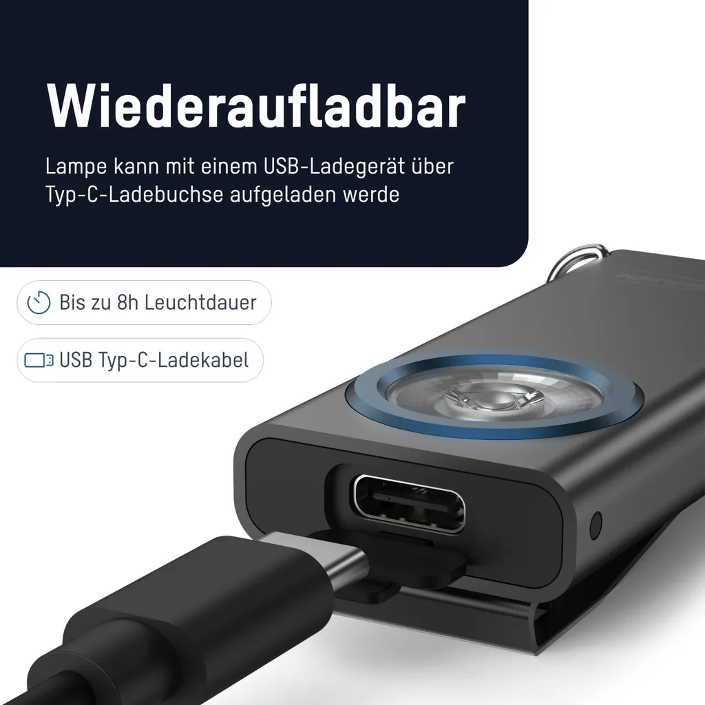 Ansmann ML400R Lampe LED Rechargeable USB avec Boîtier Métal Noir - 4