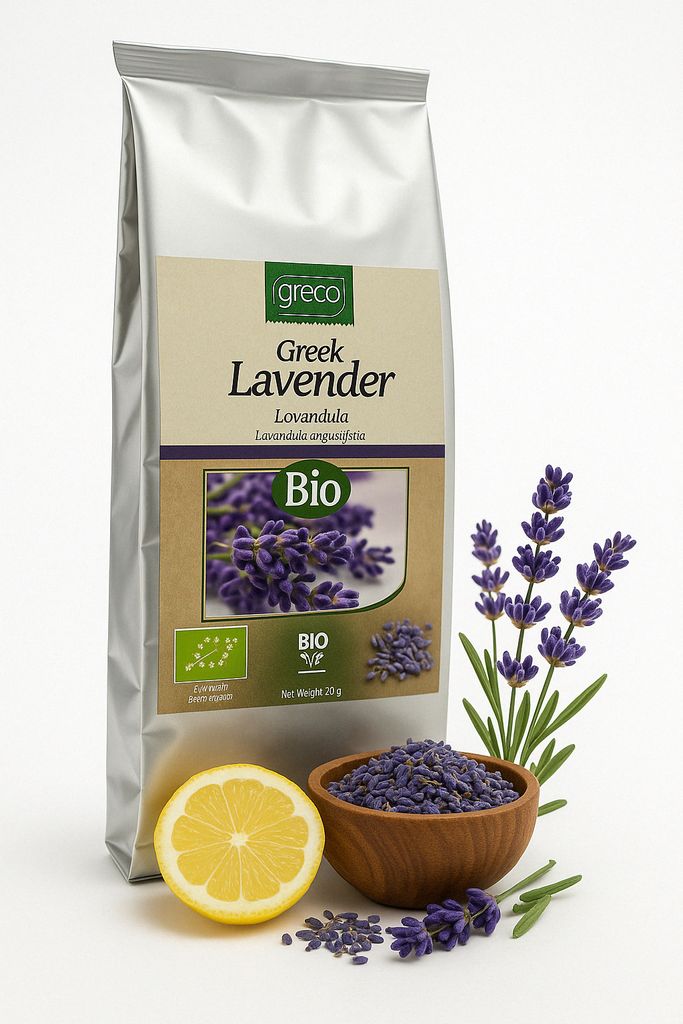 Greco Lavendel Lavandula Angustifolia 20g Ökologisch Getrocknete Blüten Natürlicher Entspannungstee