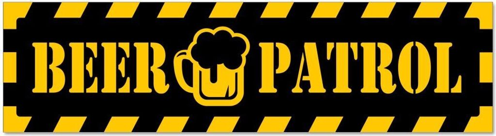 Kiwistar - Autoaufkleber - Gelb - Schwarz - 30 x 8 cm - Beer Patrol gestreift - Hinweis Aufkleber Sticker für Auto, Kfz, Fahrrad, PKW, LKW