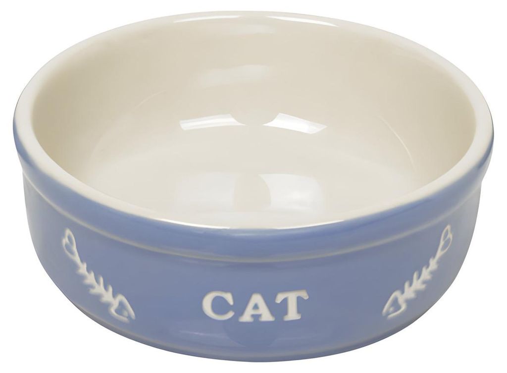 Nobby Katzen Keramikschale "CAT" Ø13,5 X 5 cm hellblau / beige
