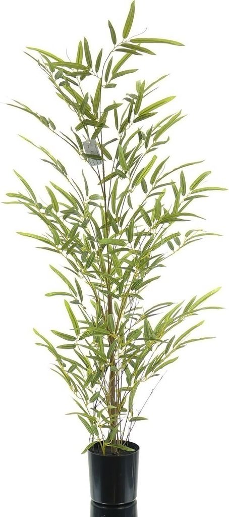 GASPER Bambus Miniblatt Grün Naturstamm im Kunststofftopf 90 cm - Kunstblumen