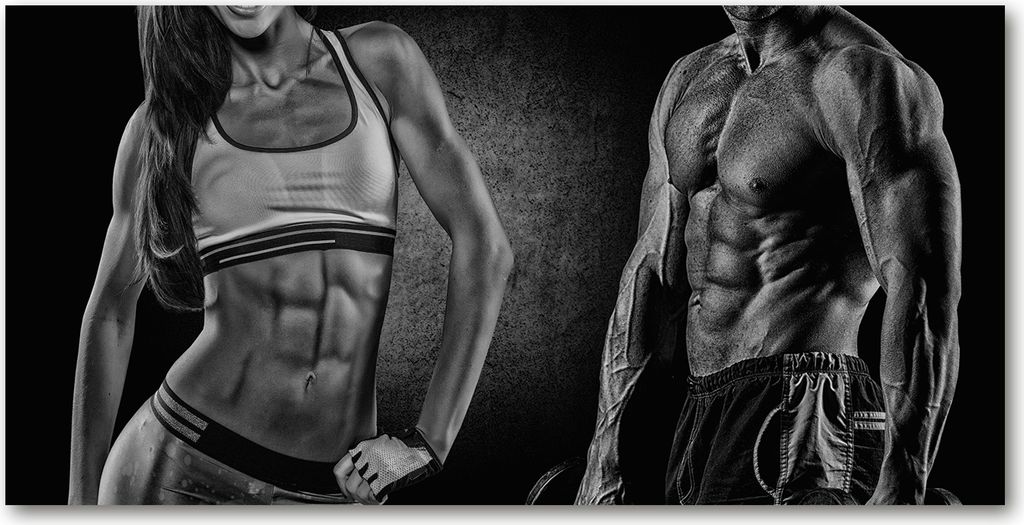 Tulup Leinwandbild - 140x70 cm - Wandkunst - Drucke auf Leinwand - Leinwanddruck - Sport - Schwarzweiß - Bodybuilding