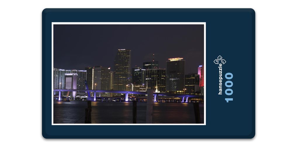 hansepuzzle 12003 - Miami bei Nacht Puzzle, 1000 Teile, Reisen, 60,0 x 46,0cm mit hochwertiger Aufbewahrung, Kartonbox & Beutel