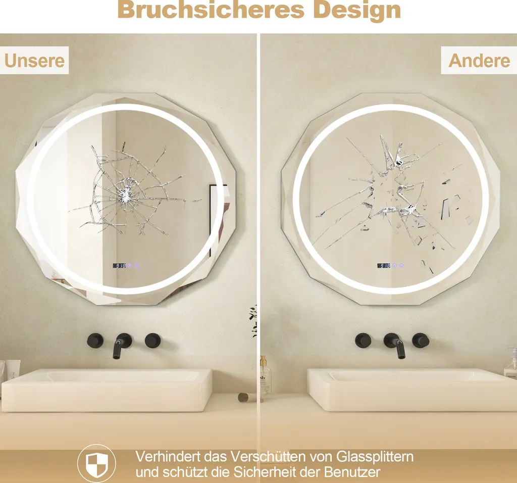 Miroir LED antibuée : ne perdez plus de temps devant votre lavabo HD - 3