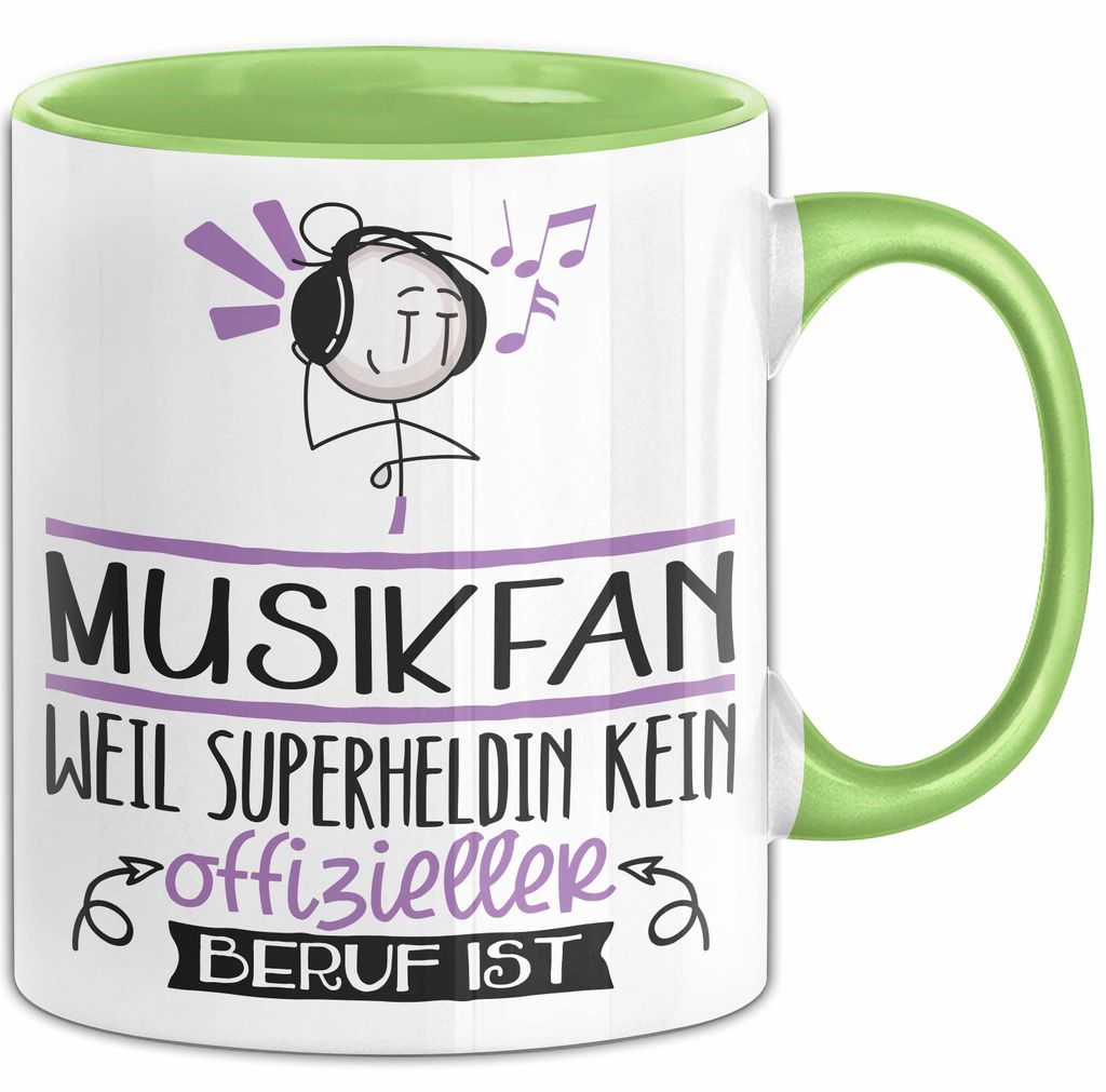 Musikfan Geschenk Tasse Lustiger Spruch Musikfan Weil Superheldin Kein Offizieller Beruf Ist Geschenkidee (Grün)