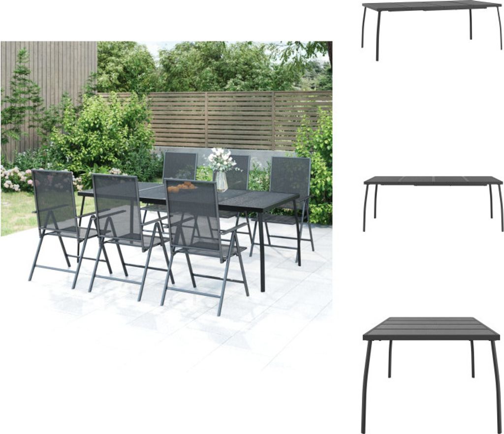 vidaXL Gartentisch Anthrazit 200x100x72 cm Stahlgitter - Gartentische