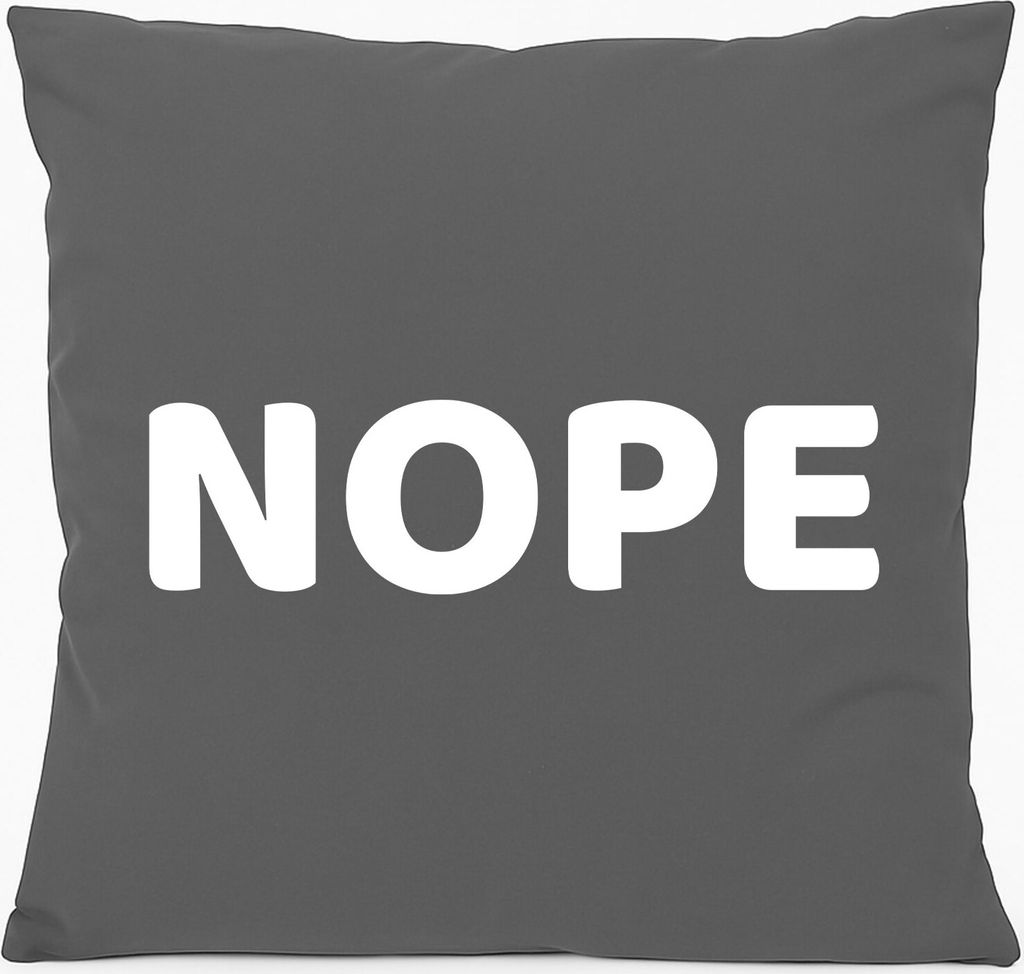 Huuraa Sofakissen Nope Schriftzug Geschenk 40x40cm mit Füllung Steel Grey Baumwolle Nope Mitbringsel