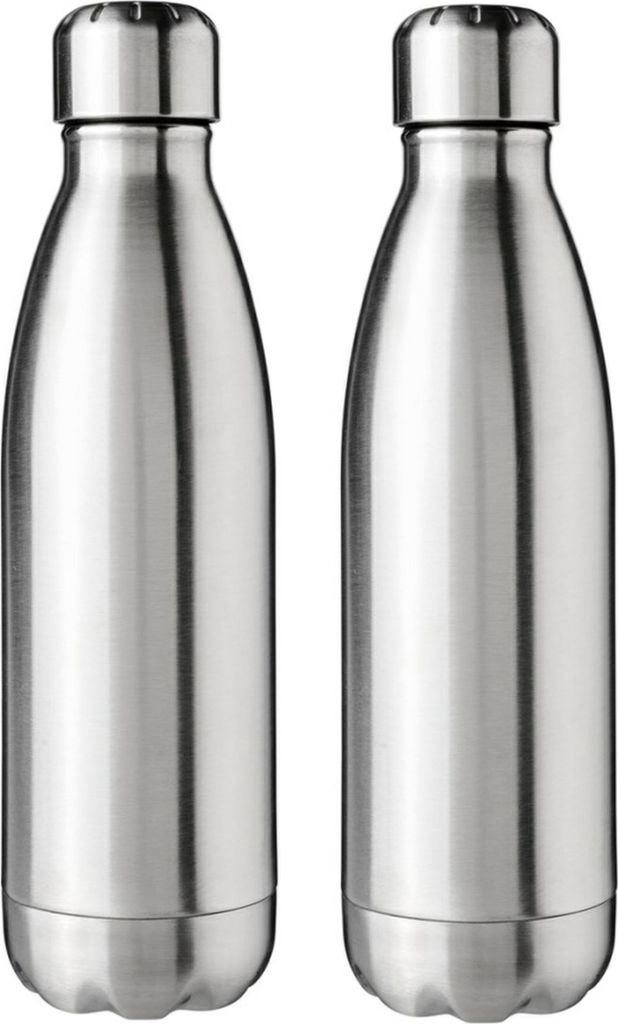 2er-Pack – Edelstahl-Vakuum-Trinkflasche – Thermosflasche – 510 ml – doppelwandig – heiß & kalt – auslaufsicher – Silbe