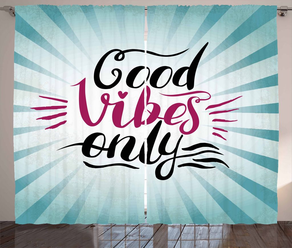 ABAKUHAUS Good Vibes Rustikaler Gardine, Retro-Stil Sunburst, Schlafzimmer Kräuselband Vorhang mit Schlaufen und Haken, 280 x 225 cm, Magenta Schw...