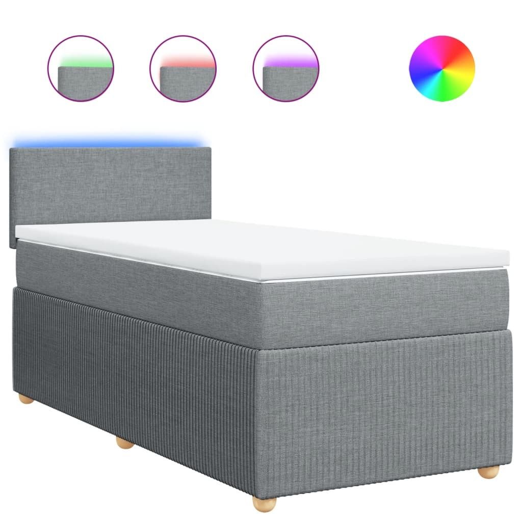 Boxspringbett mit Matratze Hellgrau 80x200 cm Stoff