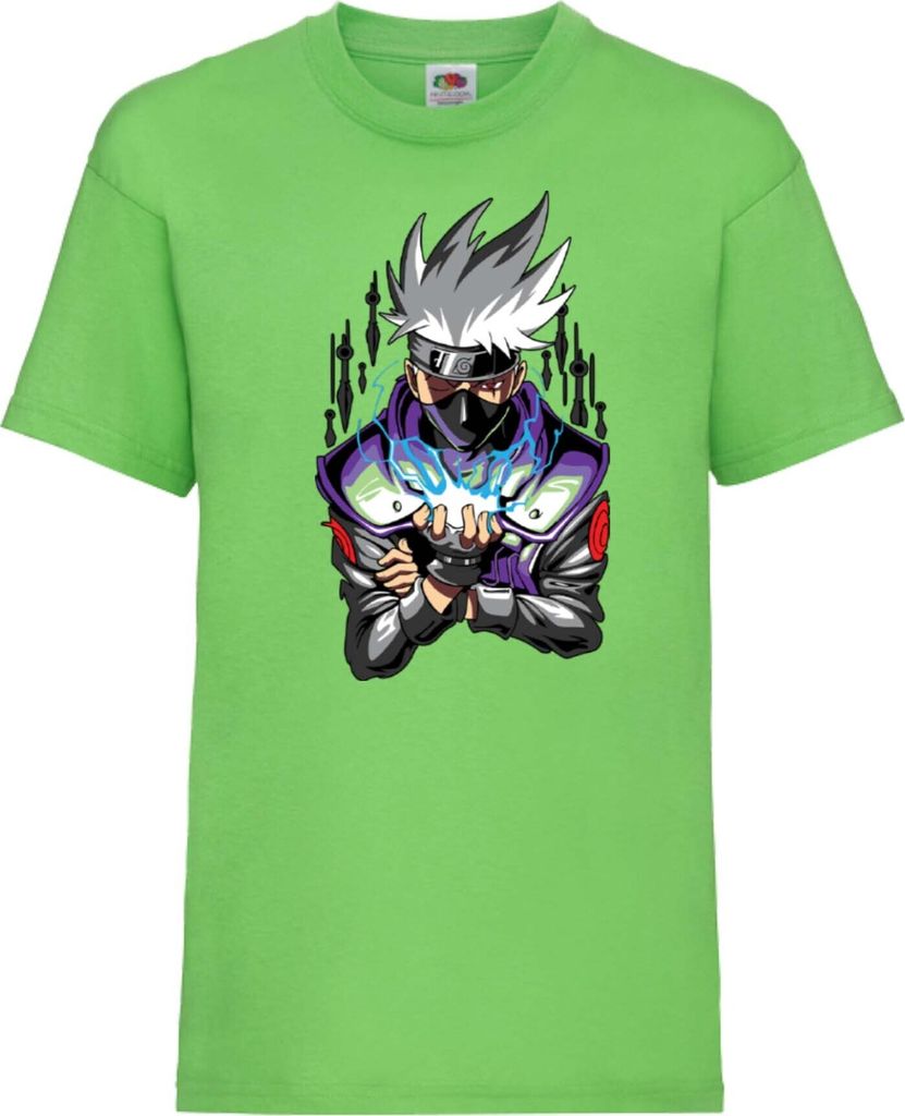 Kinder T-Shirt Japan Animation Manga Anime Comics Naruto Kakashi Hatake Sharingan Var-036 Kakashi Sharingan, 7-8 Jahr - 128 / Lime