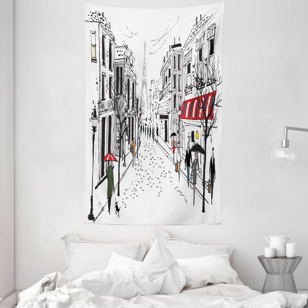 ABAKUHAUS Bunt Wandteppich und Tagesdecke, Paris Eiffelturm aus Weiches Mikrofaser Stoff Waschbar ohne Verblassen Digitaldruck, 140 x 230 cm, Mehrf...