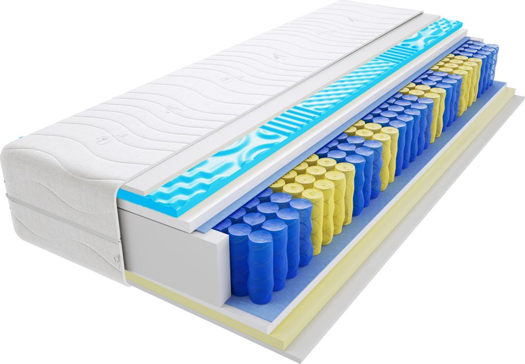 Matratze 70x140 cm Doppelmatratze, H3 Mittelfest Federkernmatratze, Taschenfederkernmatratze 21 cm Hoch Visco Memory Profilierter Visco Memory Hypo...