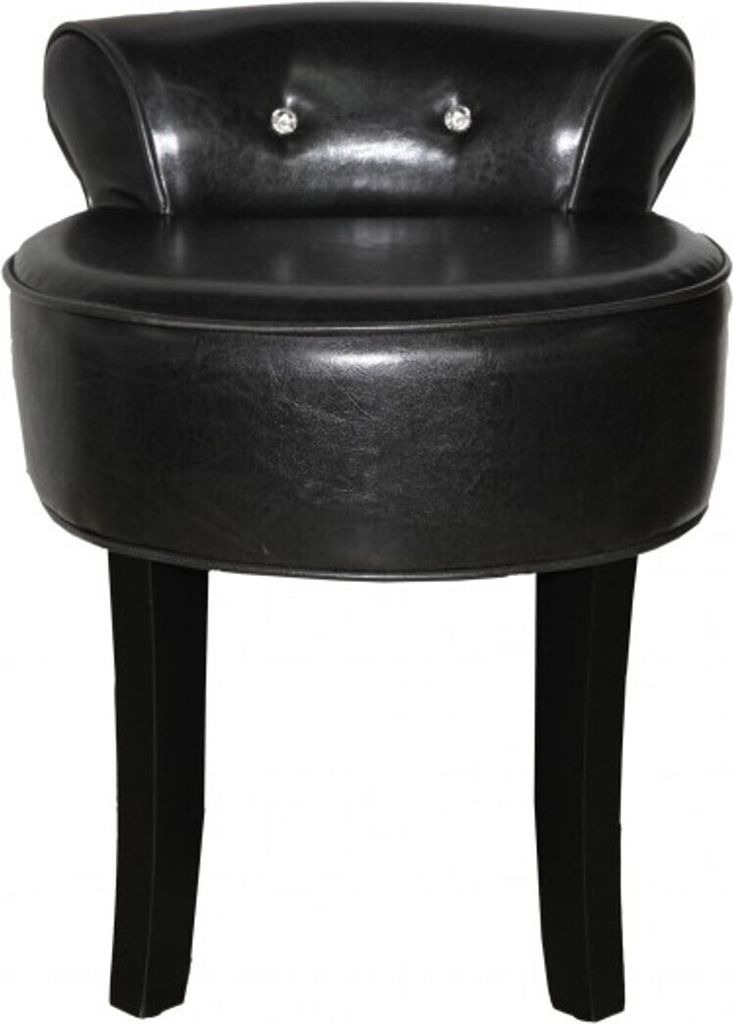 Casa Padrino Designer Hocker Boston Schwarz / Schwarz mit Bling Bling Steinen - Barock Schminktisch Stuhl