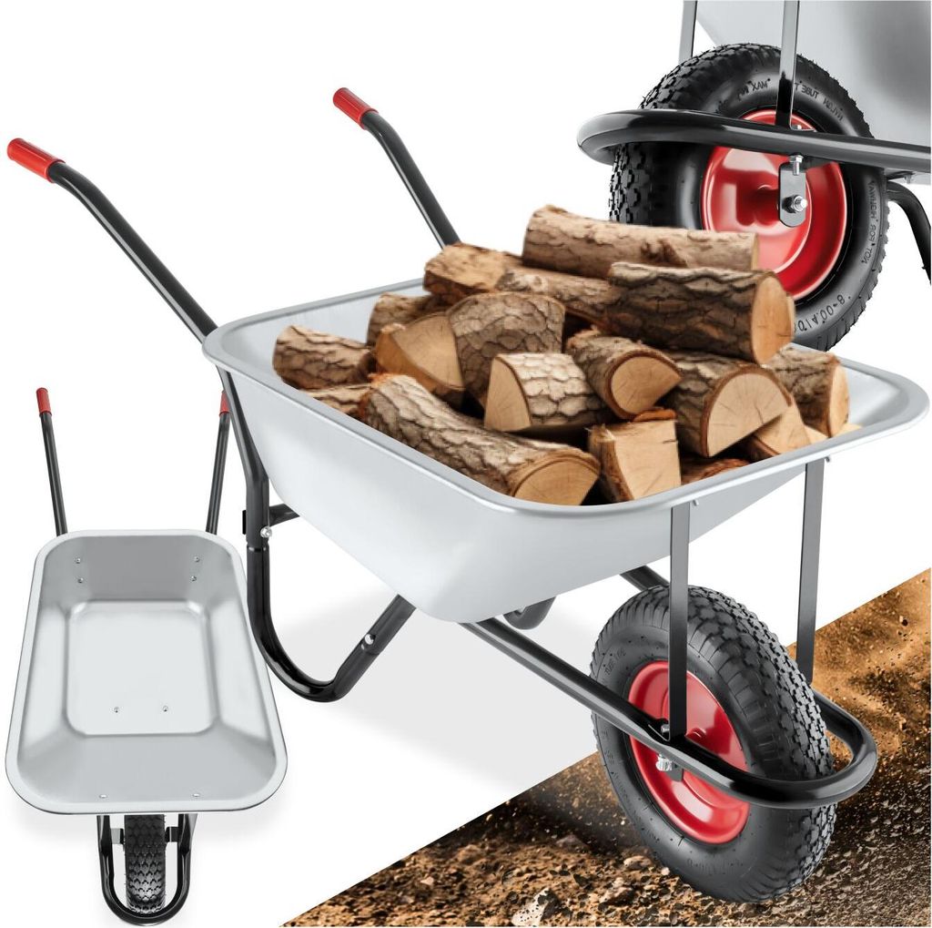 tectake Schubkarre 100L verzinkt 250kg Belastbarkeit Produktbild 
