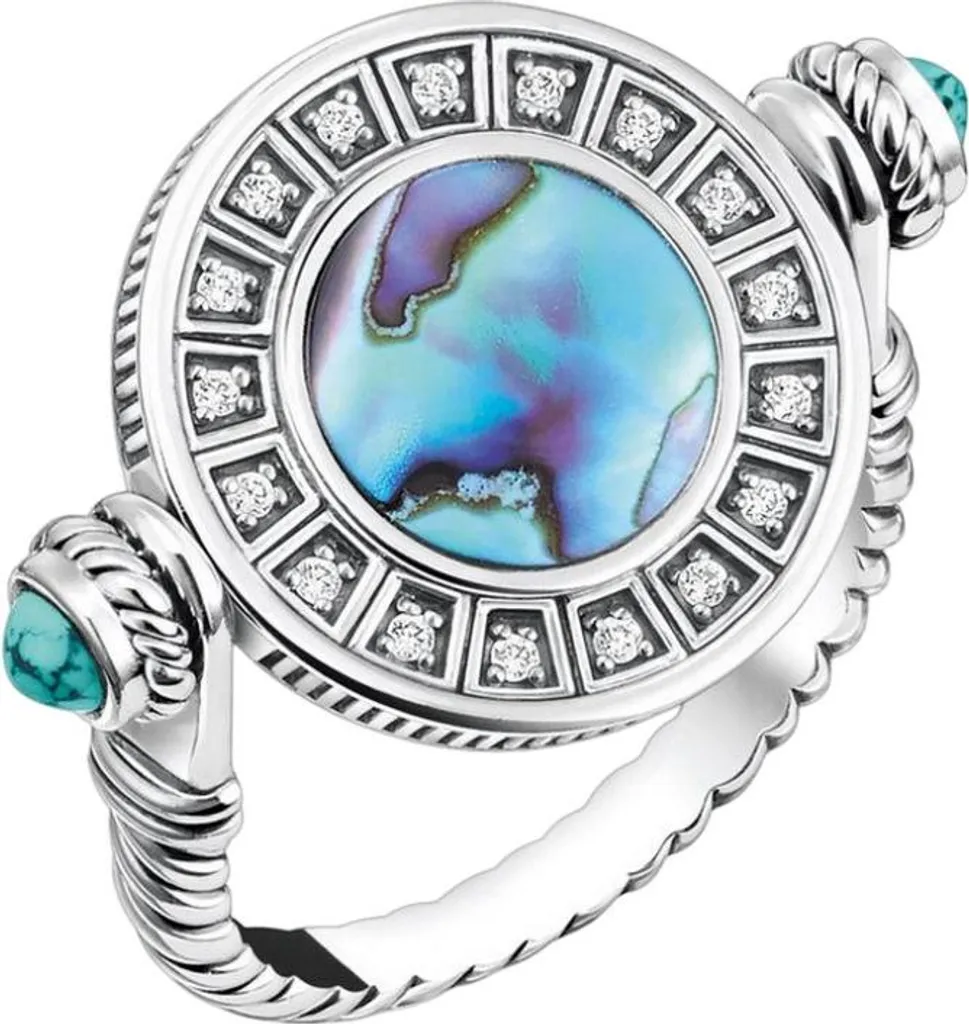 Bague Médaille Abalone Coin Thomas Sabo Argent 925 Irisé Weite 52 - 3