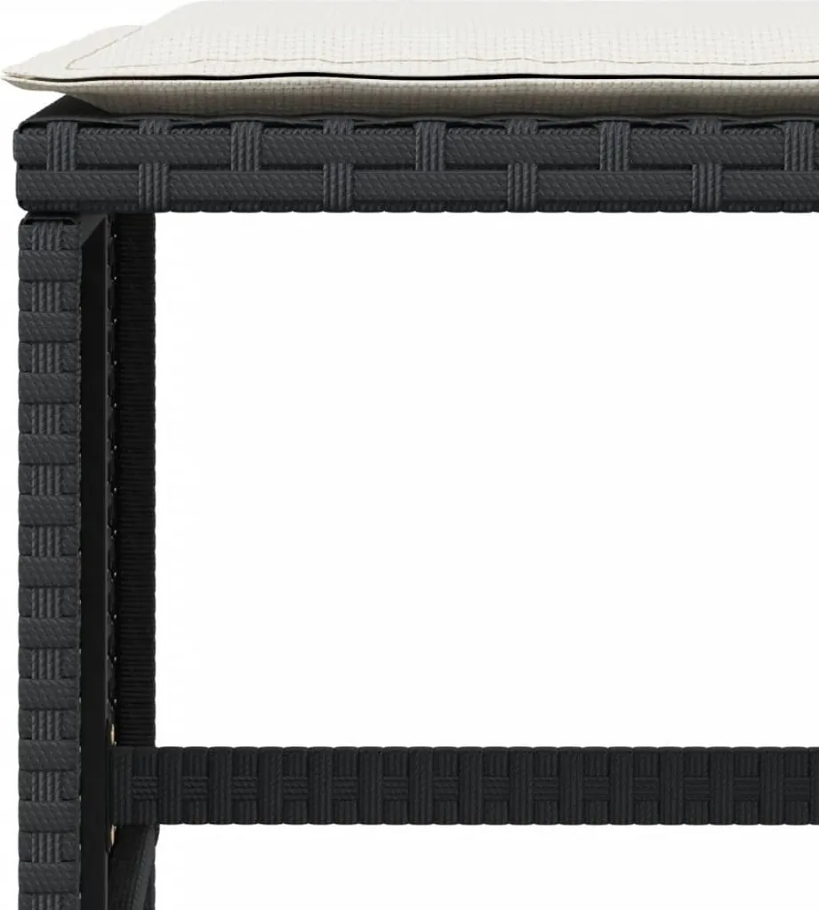 Set 4 Pouf da Giardino Poly Rattan Nero | Arredo Bar e Piscina con Cuscini - 8