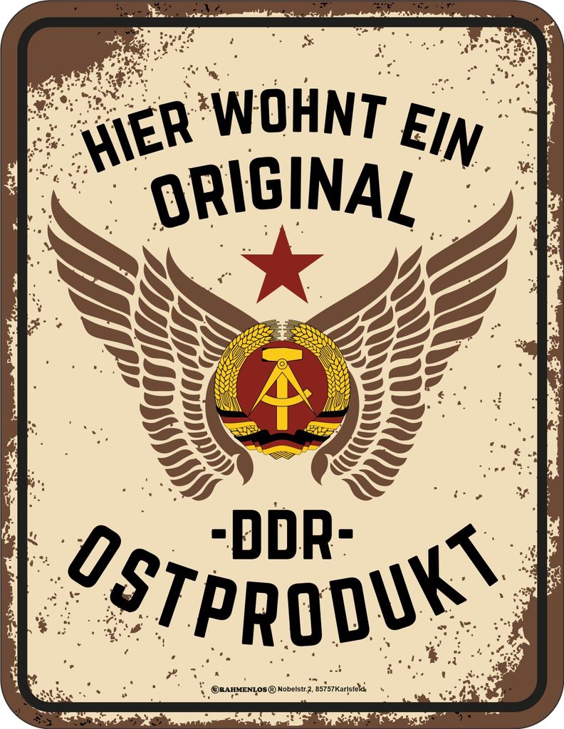 Blechschild 17 x 22 cm, Ostprodukt, Werbeschild RAHMENLOS Art. 3088